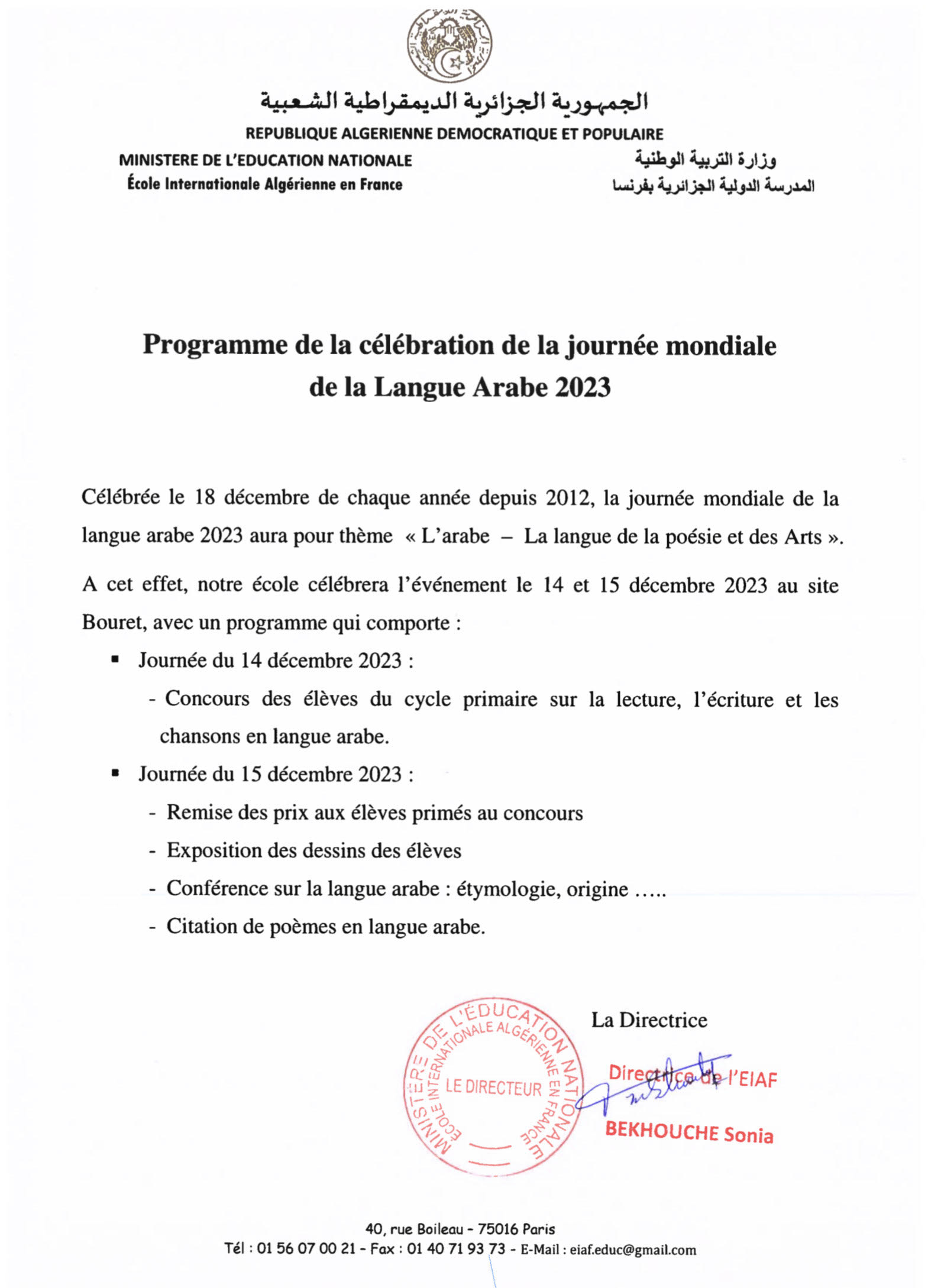 célébration journée M Arabe